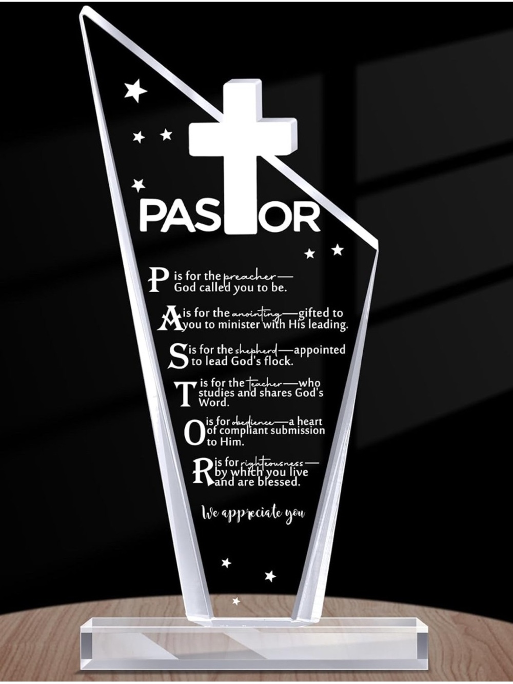 Pastor Appreciation Gifts Acrylic Cross
Plaque Preachers‘s gift NEW